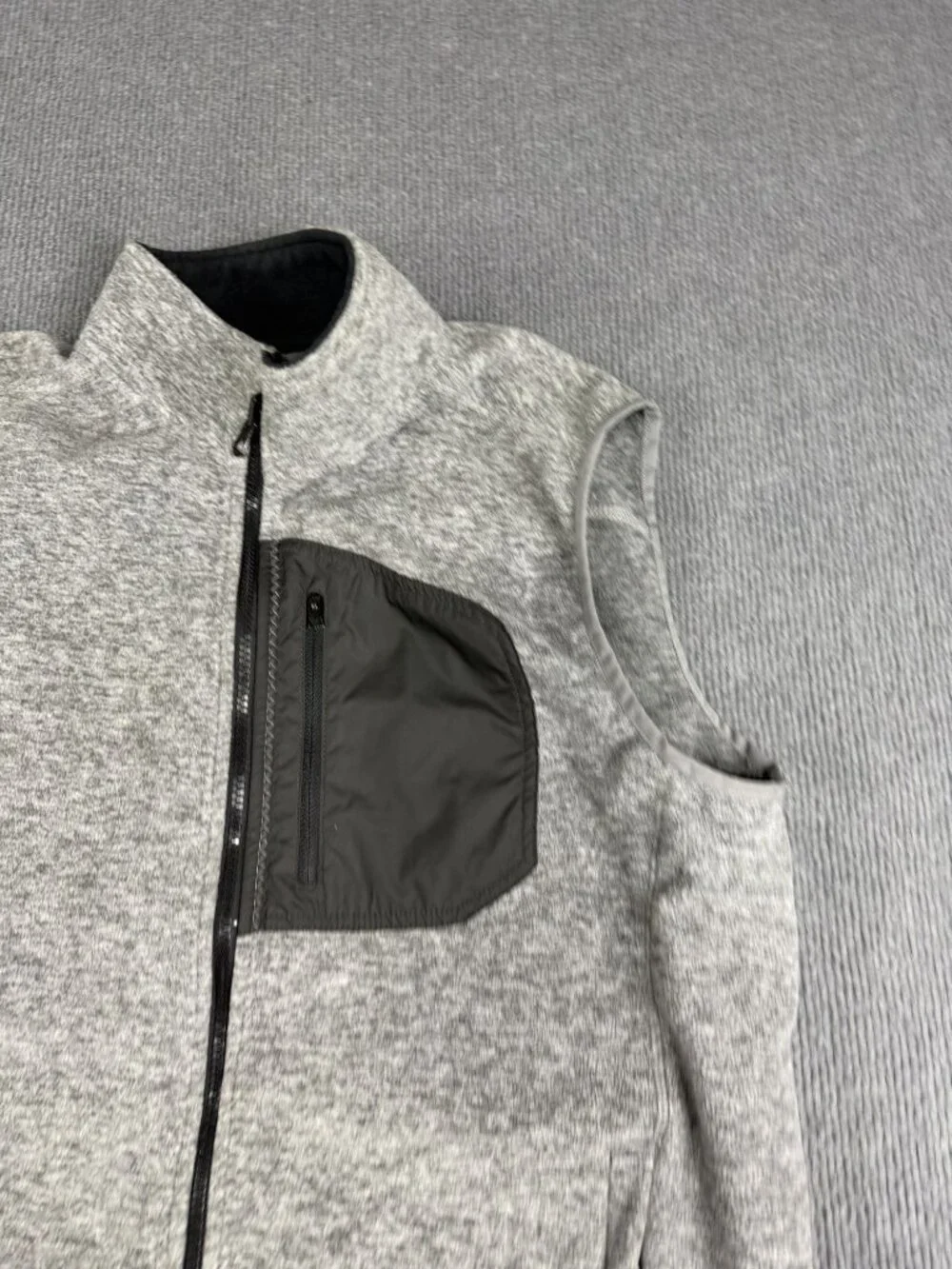 Lands End Mens Gray Full-Zip Fleece Vest With Chest Pocket M 38-40